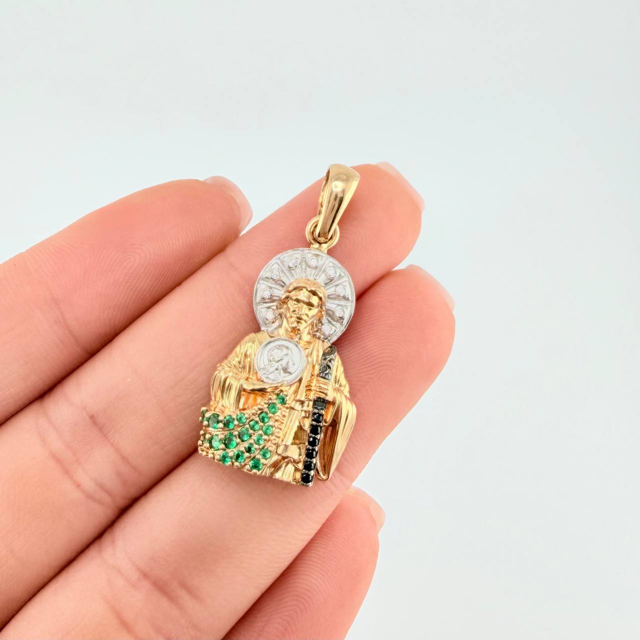 Dije San Judas Tadeo 5.85 g / 3.4 cm Dos Oros Amarillo Blanco 18K