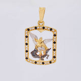 Dije Placa San Miguel 2.05 g / 2.7 cm Dos Oros Amarillo Blanco 18K
