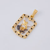 Dije Placa San Miguel 2.05 g / 2.7 cm Dos Oros Amarillo Blanco 18K
