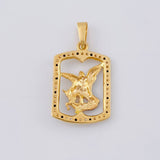 Dije Placa San Miguel 2.05 g / 2.7 cm Dos Oros Amarillo Blanco 18K