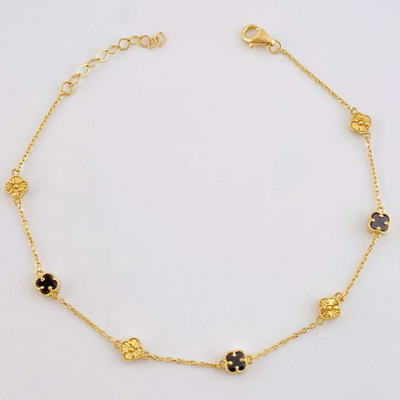 Pulso Modulable Aro Seguido Trebol 3.15 g / 21.4 cm - 18.6 cm / 0.8 mm Oro Amarillo 18K