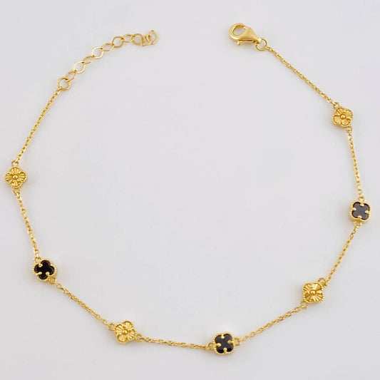 Pulso Modulable Aro Seguido Trebol 3.15 g / 21.4 cm - 18.6 cm / 0.8 mm Oro Amarillo 18K