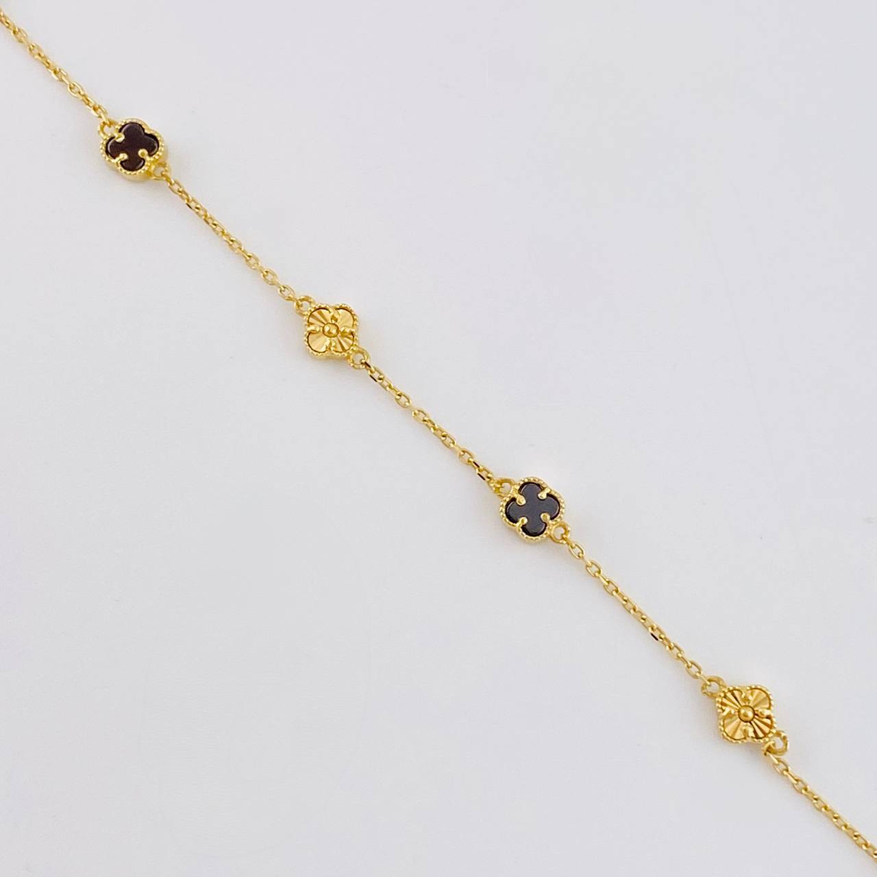Pulso Modulable Aro Seguido Trebol 3.15 g / 21.4 cm - 18.6 cm / 0.8 mm Oro Amarillo 18K