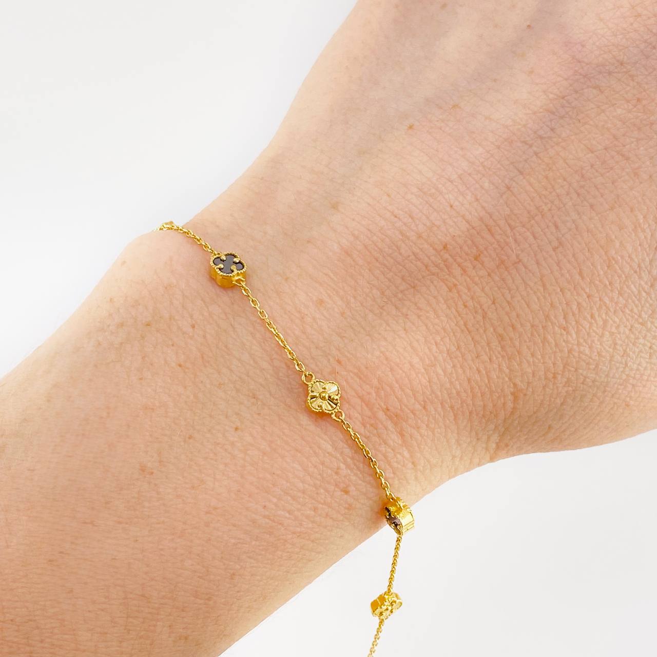 Pulso Modulable Aro Seguido Trebol 3.15 g / 21.4 cm - 18.6 cm / 0.8 mm Oro Amarillo 18K