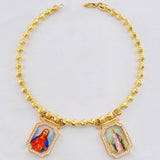 Tobillera Militar Escapulario Diamantado 21.25 g / 26.5 cm / 5 mm Oro Amarillo 18K