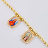 Tobillera Militar Escapulario Diamantado 21.25 g / 26.5 cm / 5 mm Oro Amarillo 18K
