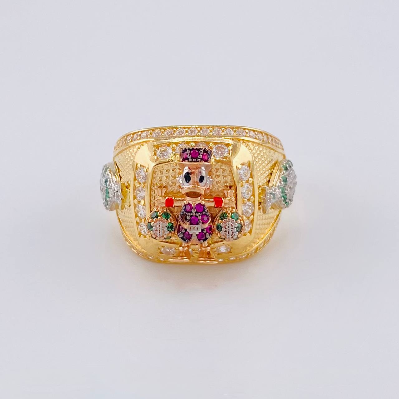 Anillo Pato Bolsa De Dinero 11.05 g / T10 1/4 Tres Oros 18K