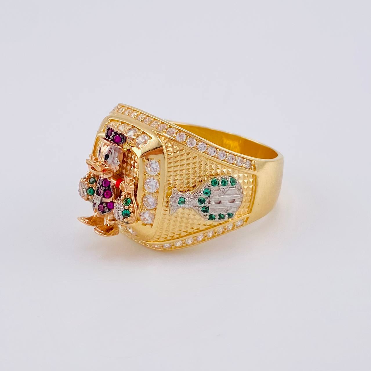 Anillo Pato Bolsa De Dinero 11.05 g / T10 1/4 Tres Oros 18K