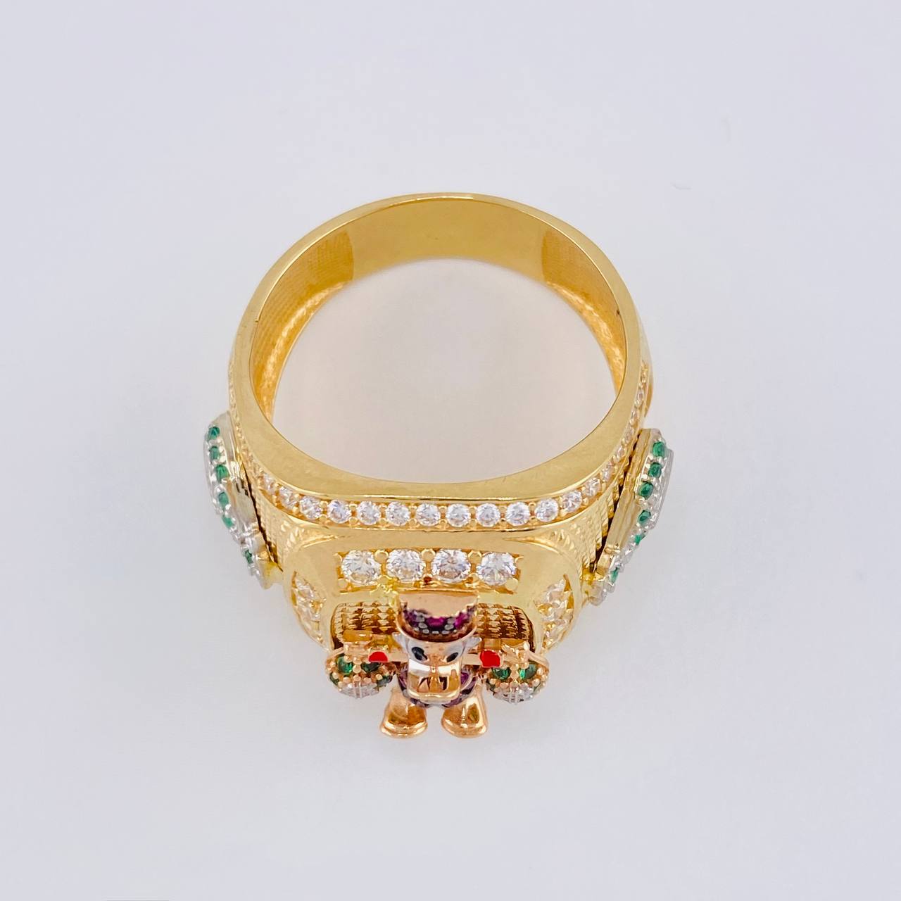 Anillo Pato Bolsa De Dinero 11.05 g / T10 1/4 Tres Oros 18K