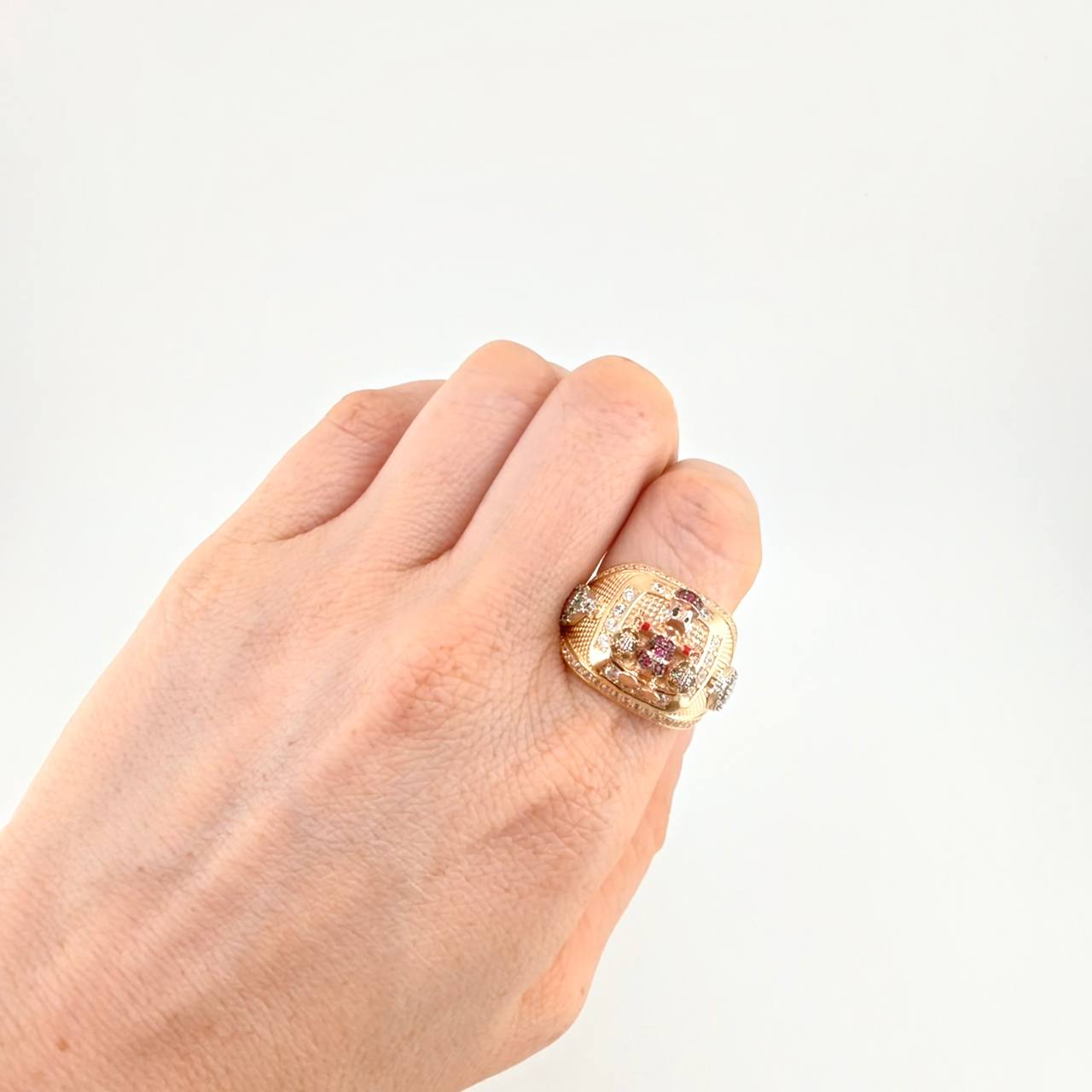 Anillo Pato Bolsa De Dinero 11.05 g / T10 1/4 Tres Oros 18K