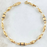 Pulso Rombos 3x1 Cauchos Negros 3.95gr / 20cm / Oro Amarillo 18K