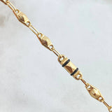 Pulso Rombos 3x1 Cauchos Negros 3.95gr / 20cm / Oro Amarillo 18K