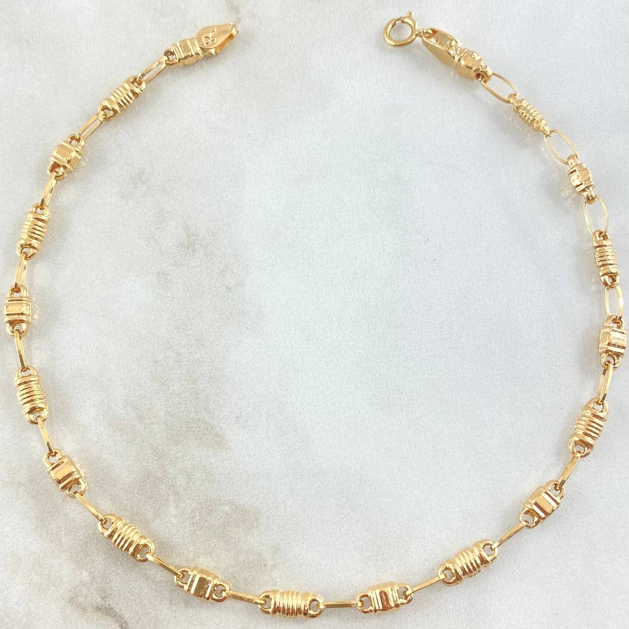 Tobillera Rustico Cubico 4.2gr / 25cm / Oro Amarillo 18K