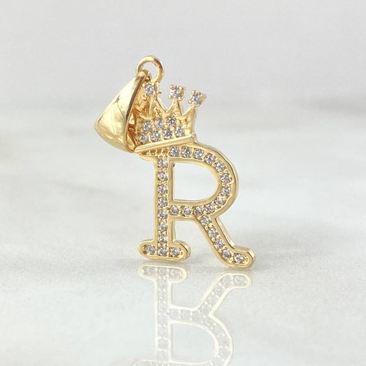 Dije Corona Letra R 1.75gr / 2.5cm / Oro Amarillo 18K