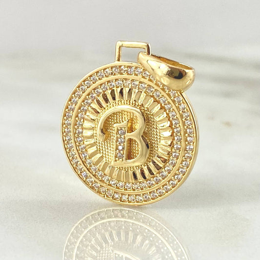 Dije Medalla Letra B 4.45gr / 3cm / Oro Amarillo 18K *