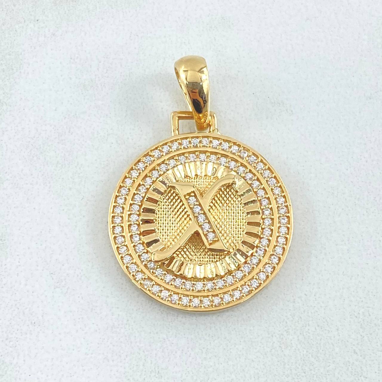 Dije Medalla Letra X 4.4gr / 3cm / Oro Amarillo 18K *