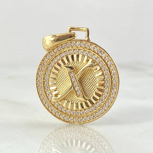 Dije Medalla Letra X 4.4gr / 3cm / Oro Amarillo 18K *