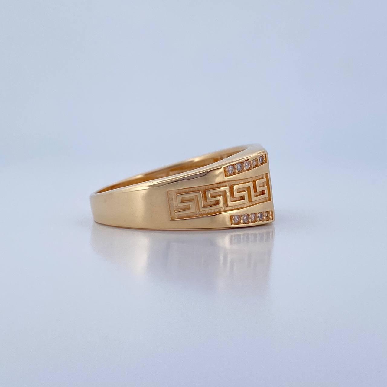 Anillo Corona RX 8.7gr / T10 1/2 / Tribal Circones Blancos Oro Amarillo 18K $