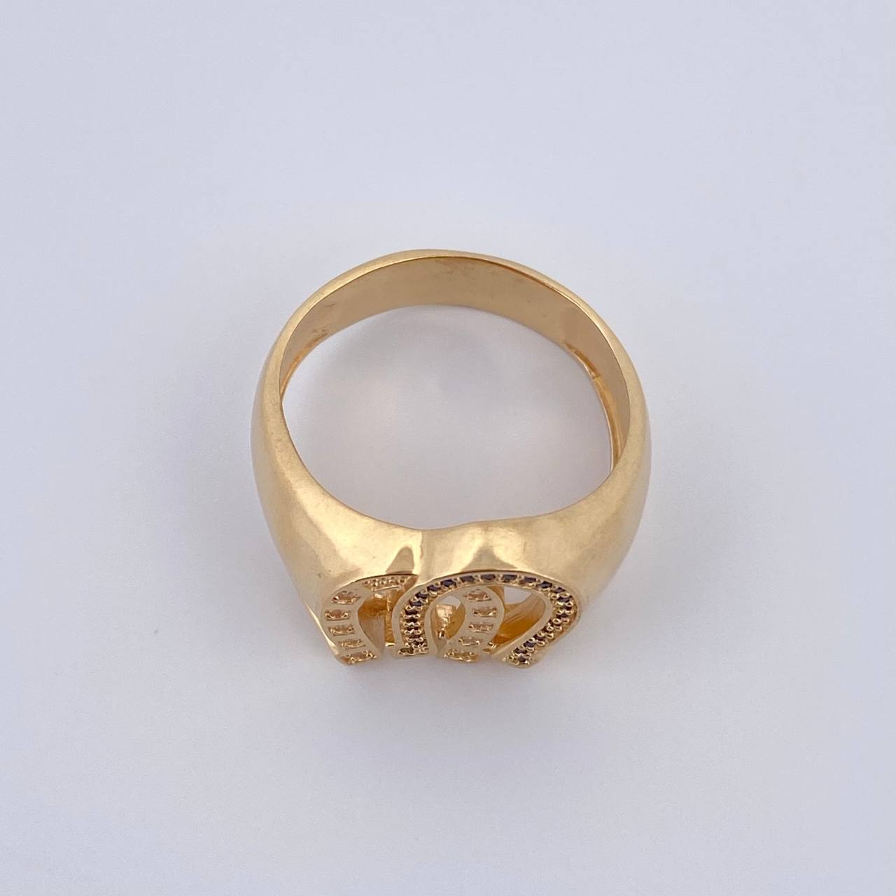 Anillo Herraduras 8.95gr / T11 1/2 / Circones Negros Blancos Oro Amarillo 18K $