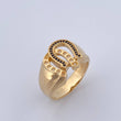 Anillo Herraduras 8.95gr / T11 1/2 / Circones Negros Blancos Oro Amarillo 18K $