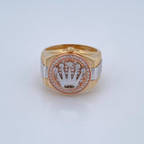 Anillo Correa Corona RX 10.15gr / T11 / Circones Blancos Tres Oros 18K $