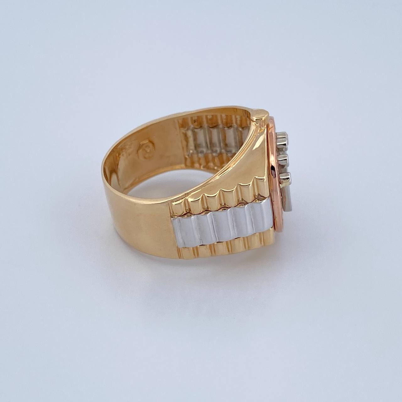 Anillo Correa Corona RX 10.15gr / T11 / Circones Blancos Tres Oros 18K $