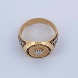 Anillo Corona RX 8.55gr / T10 1/2 / Circones Negros Dos Oros Amarillo Blanco 18K $