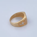 Anillo Rectangulo Cruces 9.4gr / T10 3/4 / Circones Negros Blancos Dos Oros Amarillo Blanco 18K $