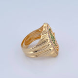 Anillo Virgen Guadalupe 12.85gr / T9 3/4 / Circones Fucsias Verdes Blancos Oro Amarillo 18K $