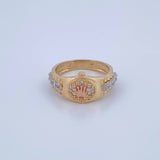 Anillo Correa Corona RX 4.5gr / T7 1/4 / Circones Blancos Tres Oros 18K &