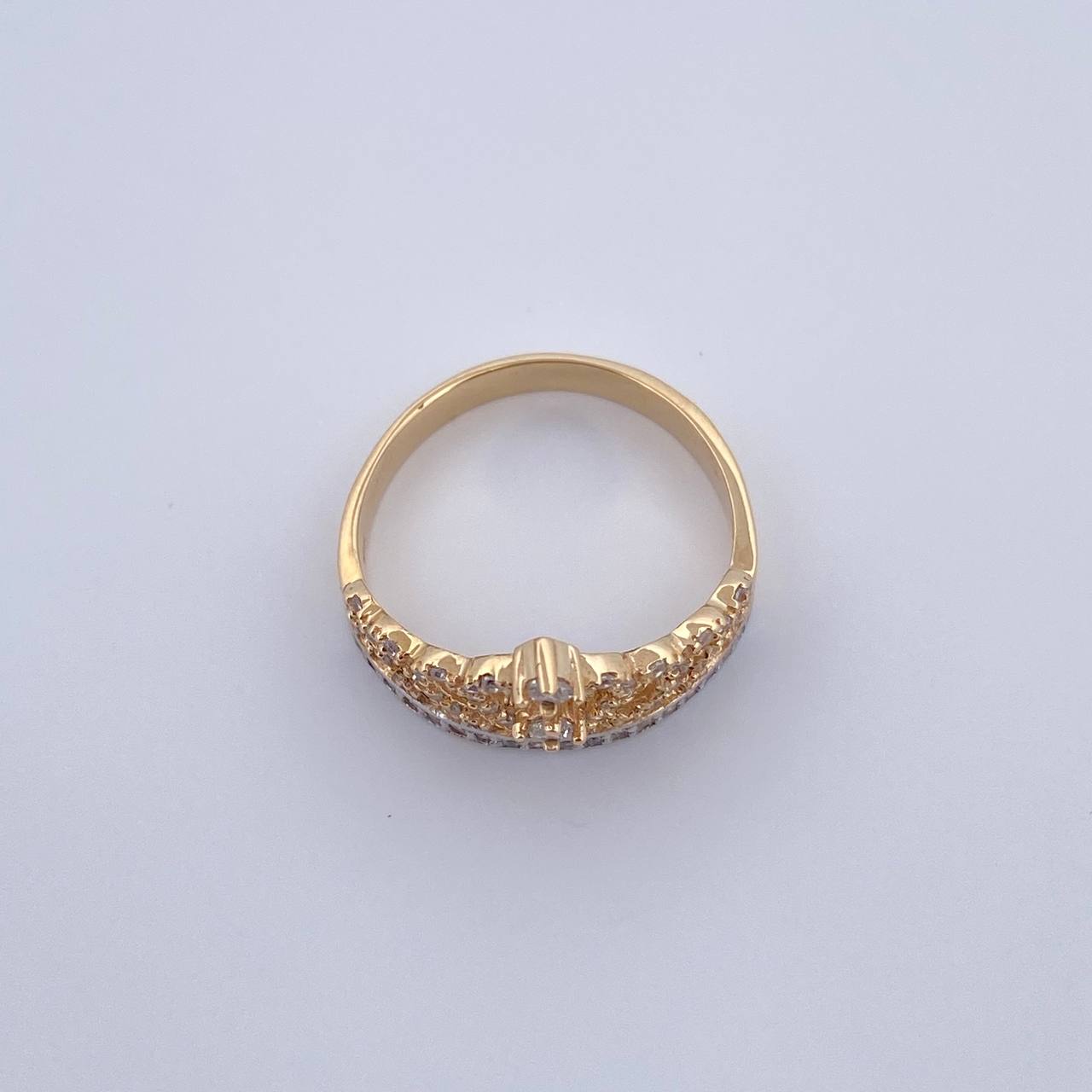 Anillo Corona Corazon 3.55gr / T6 3/4 / Circones Blancos Dos Oros Amarillo Blanco 18K $