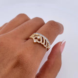 Anillo Corona Corazon 3.55gr / T6 3/4 / Circones Blancos Dos Oros Amarillo Blanco 18K $
