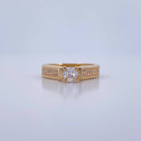 Anillo Solitario Doble Linea Incrustada 4.15gr / T6 1/4 / Circones Blancos Oro Amarillo 18K $