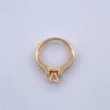 Anillo Solitario Doble Linea Incrustada 4.15gr / T6 1/4 / Circones Blancos Oro Amarillo 18K $