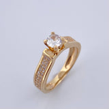 Anillo Solitario Doble Linea Incrustada 4.15gr / T6 1/4 / Circones Blancos Oro Amarillo 18K $