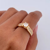 Anillo Solitario Doble Linea Incrustada 4.15gr / T6 1/4 / Circones Blancos Oro Amarillo 18K $