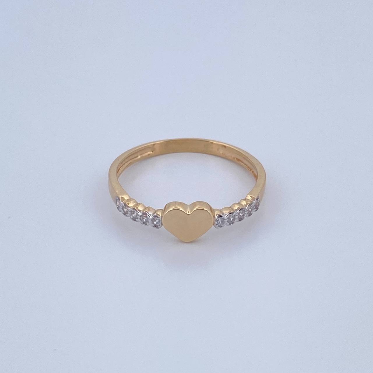 Anillo Corazon 1.55gr / T6 1/2 / Circones Blancos Dos Oros Amarillo Blanco 18K $