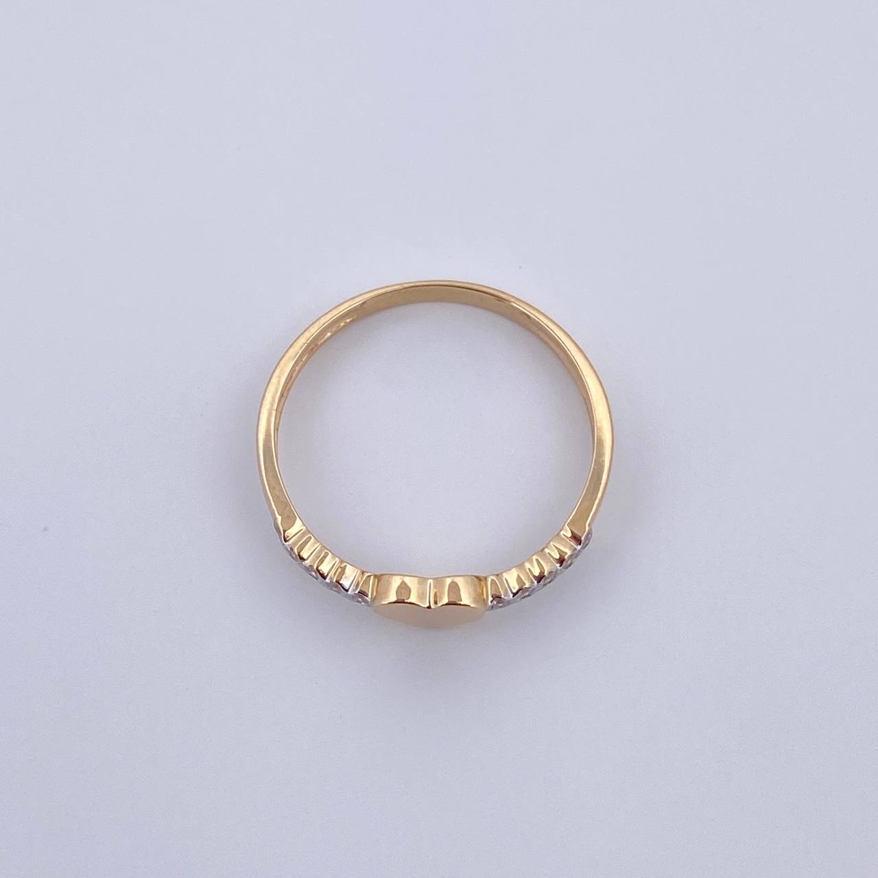Anillo Corazon 1.55gr / T6 1/2 / Circones Blancos Dos Oros Amarillo Blanco 18K $
