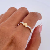 Anillo Corazon 1.65gr / T6 1/2 / Circones Blancos Dos Oros Amarillo Blanco 18K &