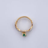 Anillo Solitario Curvas 2.5gr / T6 1/4 / Circones Verde Blancos Dos Oros Amarillo Blanco 18K $