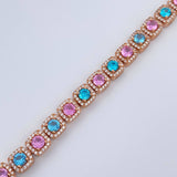 Pulso Tenis Halo 21.8gr / 18cm / 6.8mm Circones Azules Rosados Blancos Oro Rosa 18K $