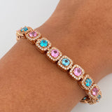 Pulso Tenis Halo 21.8gr / 18cm / 6.8mm Circones Azules Rosados Blancos Oro Rosa 18K $