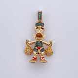 Dije Pato Bolsas Dinero 6.15gr / 3.3cm / Circones Verdes Amarillos Negros Tres Oros 18K $