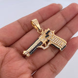 Dije Pistola 11.9gr / 3.5cm / Circones Negros Blancos Dos Oros Negro Amarillo 18K $