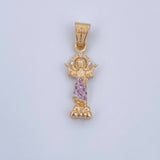 Dije Divino Niño 1.8gr / 3cm / Circones Rosados Blancos Dos Oros Amarillo Blanco 18K $