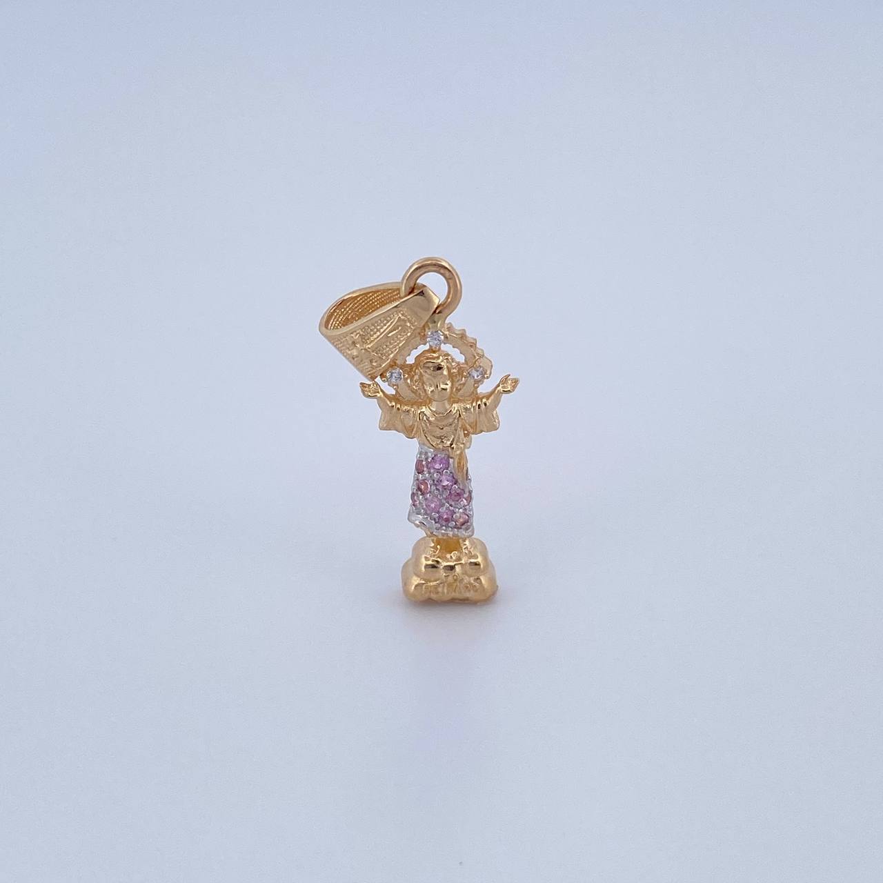 Dije Divino Niño 1.8gr / 3cm / Circones Rosados Blancos Dos Oros Amarillo Blanco 18K $