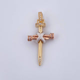 Dije Cruz Clavo Penitencia 3.95gr / 3.5cm / Circones Blancos Tres Oros 18K $