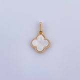 Dije Trebol 1.1gr / 2cm / Nacar Blanco Oro Amarillo Nac.Esp. 18K &