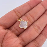 Dije Trebol 1.1gr / 2cm / Nacar Blanco Oro Amarillo Nac.Esp. 18K &