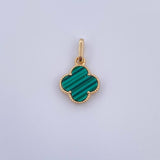 Dije Trebol 1.15gr / 2cm / Malaquita Verde Oro Amarillo Nac.Esp. 18K $